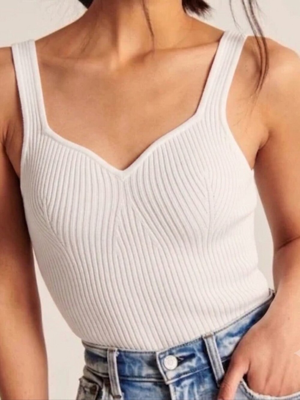 Abercrombie Fitch Contour Sweetheart Ribbed Cropped Tank Top Small